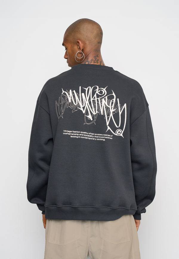 Multiply Spparel Oversize Sweatshirt THORNES Black Soda Washed Super Sparpreis