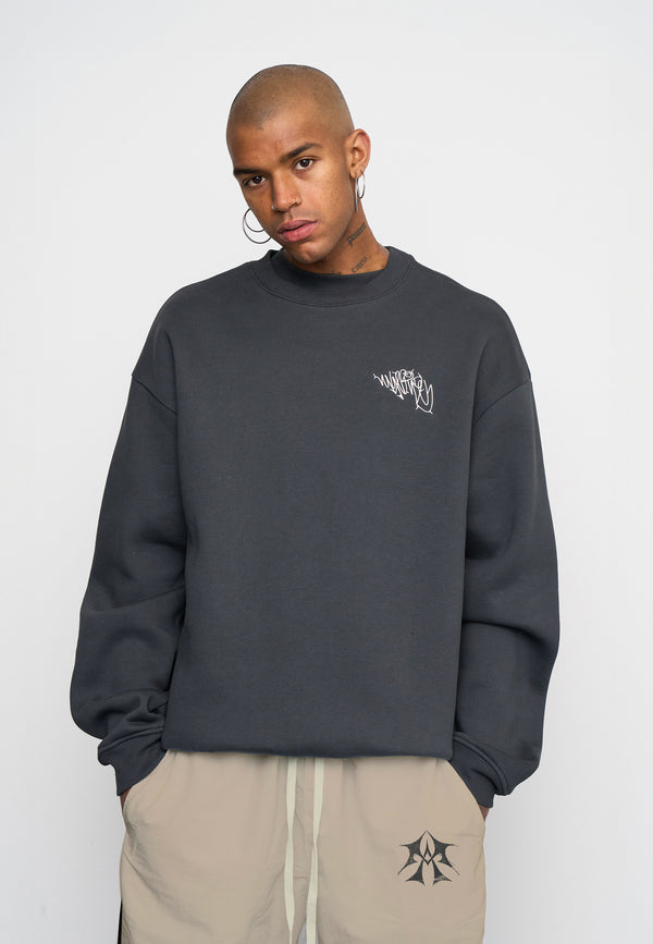 Multiply Spparel Oversize Sweatshirt THORNES Black Soda Washed Super Sparpreis