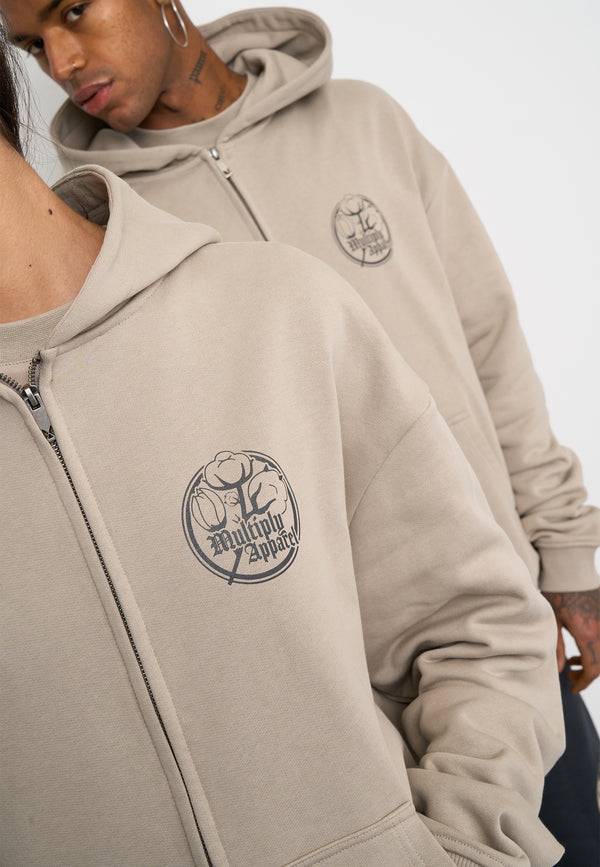 Multiply Spparel Oversize Zip Hoodie ANTIQUE Vintage Khaki Begrenzte Freigabe