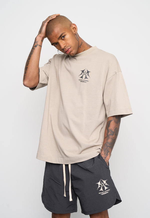 Multiply Spparel Oversize T-Shirt SKETCH Vintage Khaki Neueste Stile
