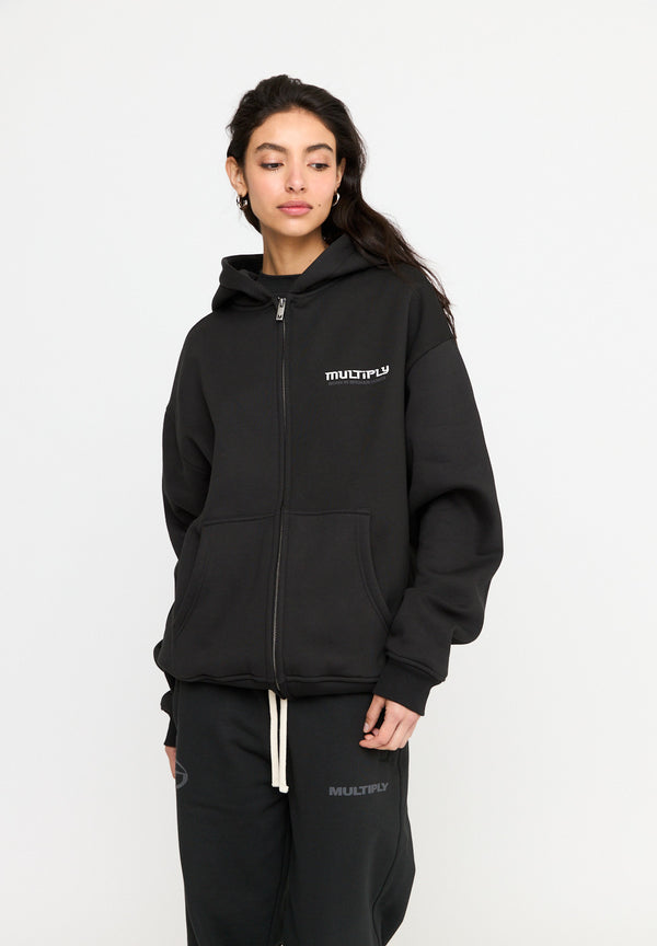 Multiply Spparel Oversize Zip Hoodie BROKEN IDENTITY Black Soda Washed Zeitbegrenzte Promotion