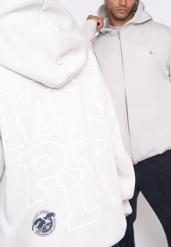 Multiply Spparel Oversize Zip Hoodie LIBRARY Dove Super Rabatt