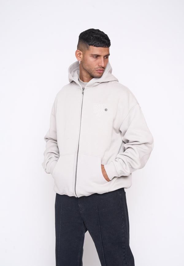 Multiply Spparel Oversize Zip Hoodie LIBRARY Dove Super Rabatt