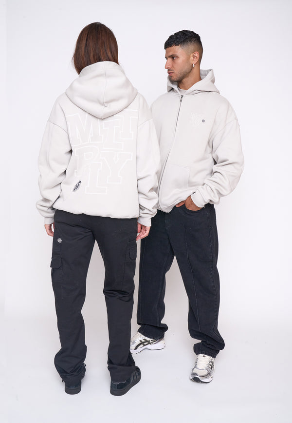 Multiply Spparel Oversize Zip Hoodie LIBRARY Dove Super Rabatt