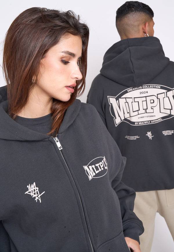 Multiply Spparel Oversize Zip Hoodie STREET Black Soda Riesige Rabatte