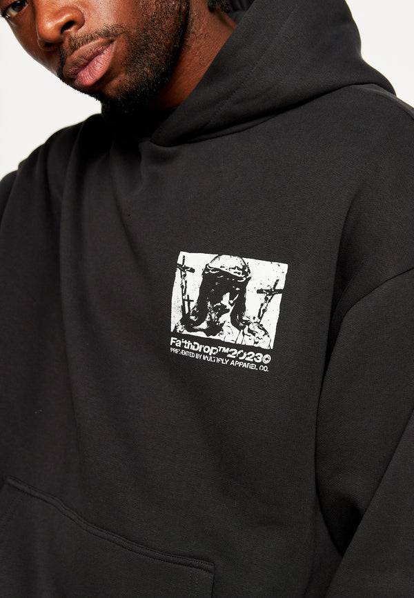 Multiply Spparel Oversize Hoodie HEAVY BURDEN Black soda Washed Clearance-Verkauf