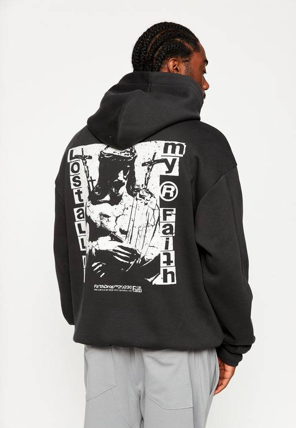 Multiply Spparel Oversize Hoodie HEAVY BURDEN Black soda Washed Clearance-Verkauf