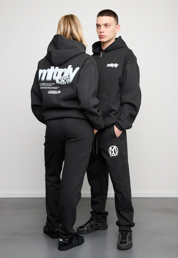 Multiply Spparel Oversize Zip Hoodie HEAT Black Soda Washed Fabrikverkauf