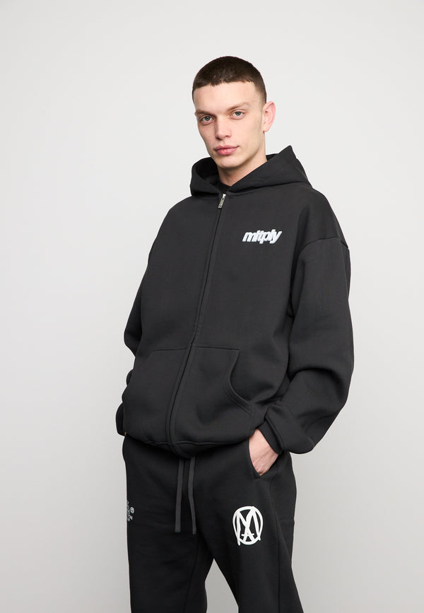 Multiply Spparel Oversize Zip Hoodie HEAT Black Soda Washed Fabrikverkauf