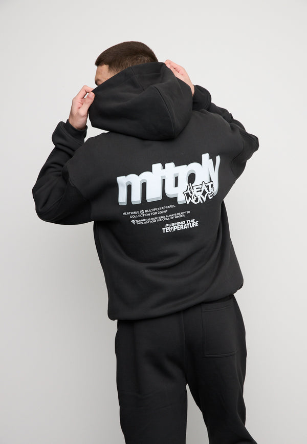 Multiply Spparel Oversize Zip Hoodie HEAT Black Soda Washed Fabrikverkauf
