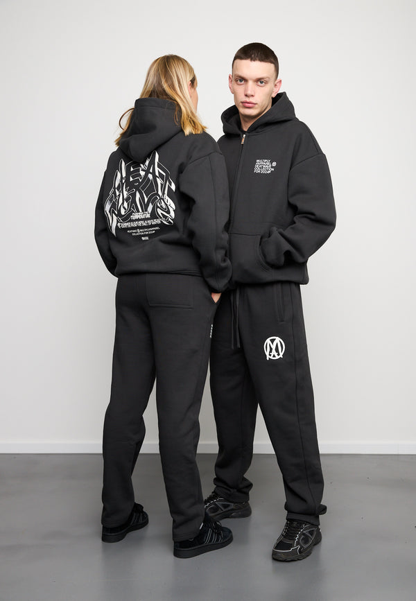 Multiply Spparel Oversize Zip Hoodie TEMPERATURE Black Soda Washed Meist gekauft