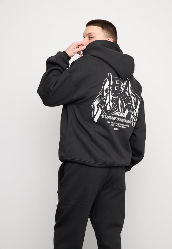 Multiply Spparel Oversize Zip Hoodie TEMPERATURE Black Soda Washed Meist gekauft