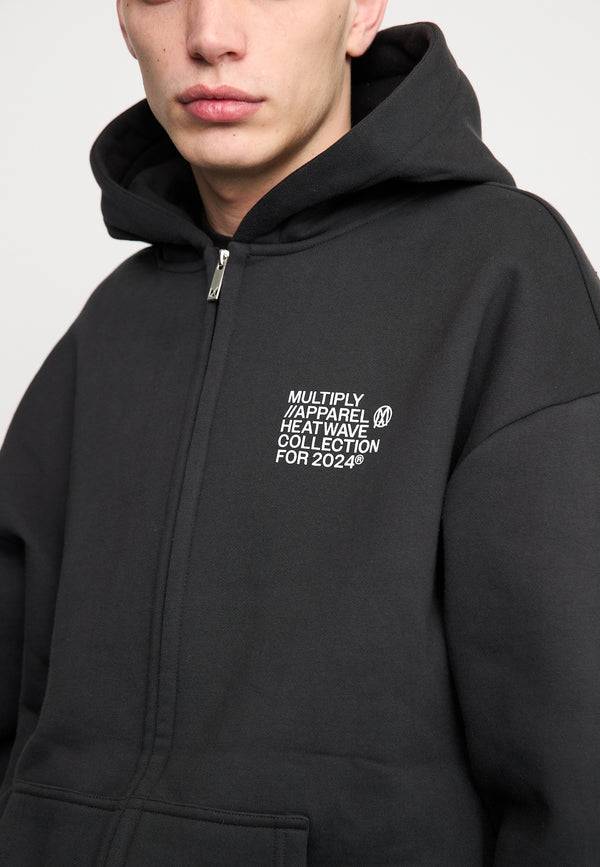 Multiply Spparel Oversize Zip Hoodie TEMPERATURE Black Soda Washed Meist gekauft