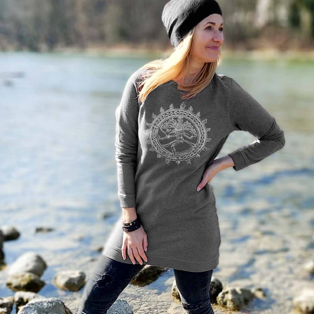 Natural Born Yogi Shiva Fever – Sweatshirt Kleid grau Kauf eins, bekomm eins gratis