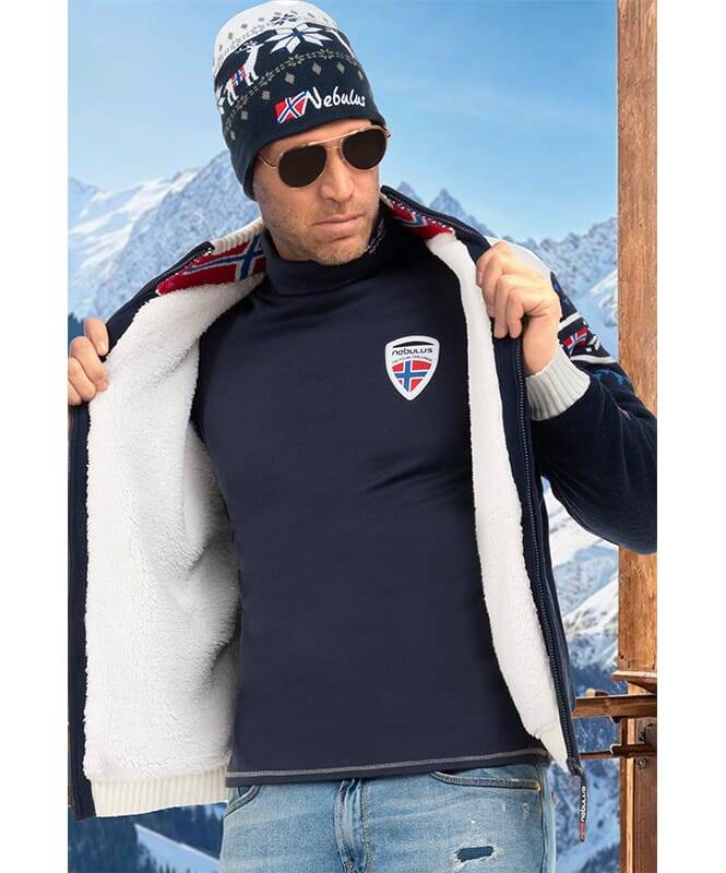 Nebulus Norweger Strickjacke mit Teddyfell CANADIAN Herren Online Outlet