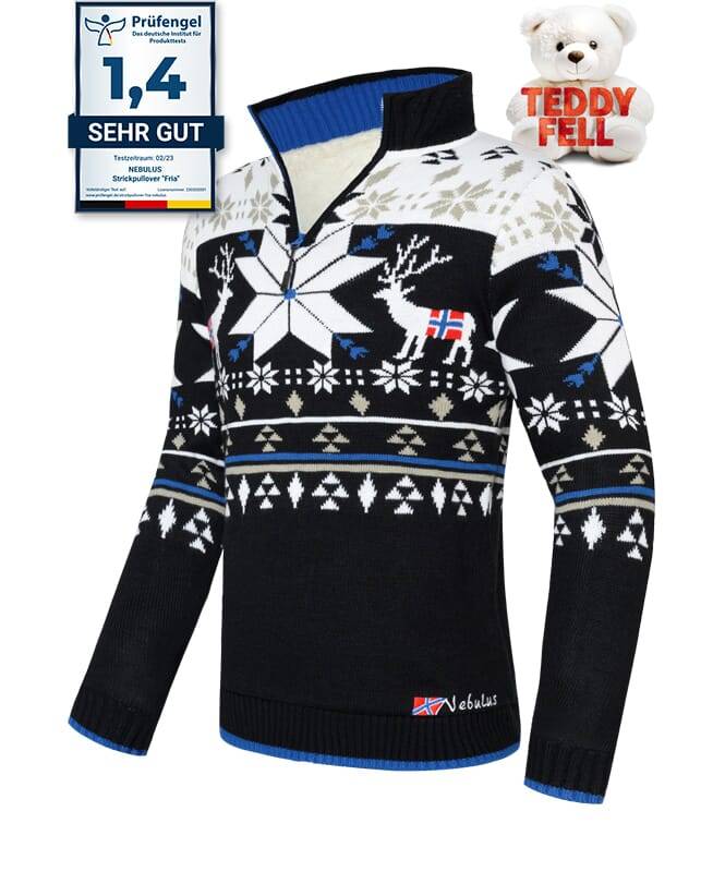 Nebulus Norweger Strickpulli mit Teddyfell FRIA Herren Kostenloser Versand international