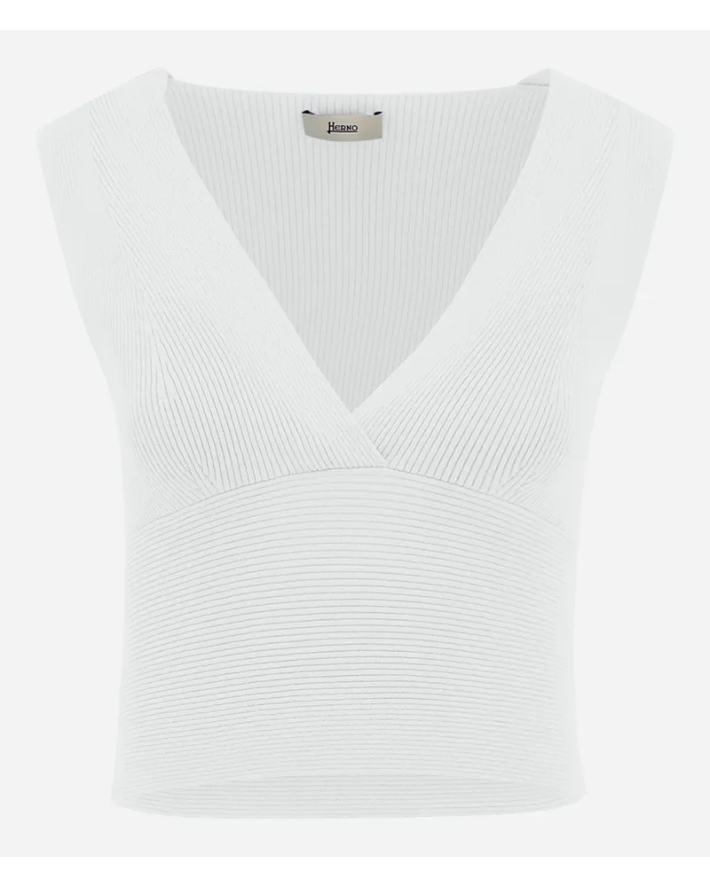 Herno Endless Viscose Rib Top Weiß Lagerräumung
