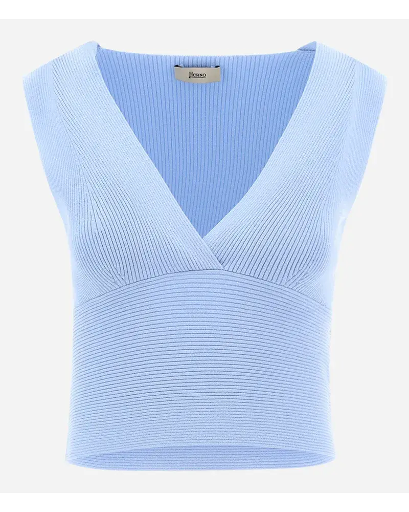 Herno Endless Viscose Rib Top Hellblau Neuheiten