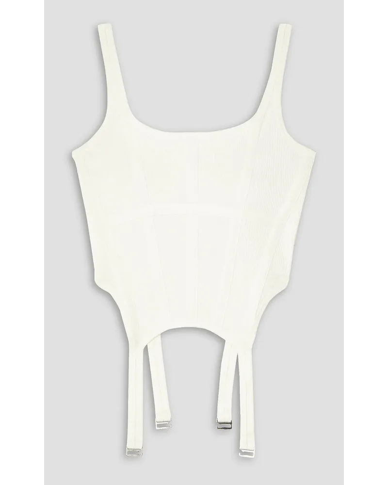 Dion Lee Combat Tanktop Aus Geripptem Jersey Stretch Baumwolle Mit RipsbandbesäTzen Weiß Riesige Ersparnisse