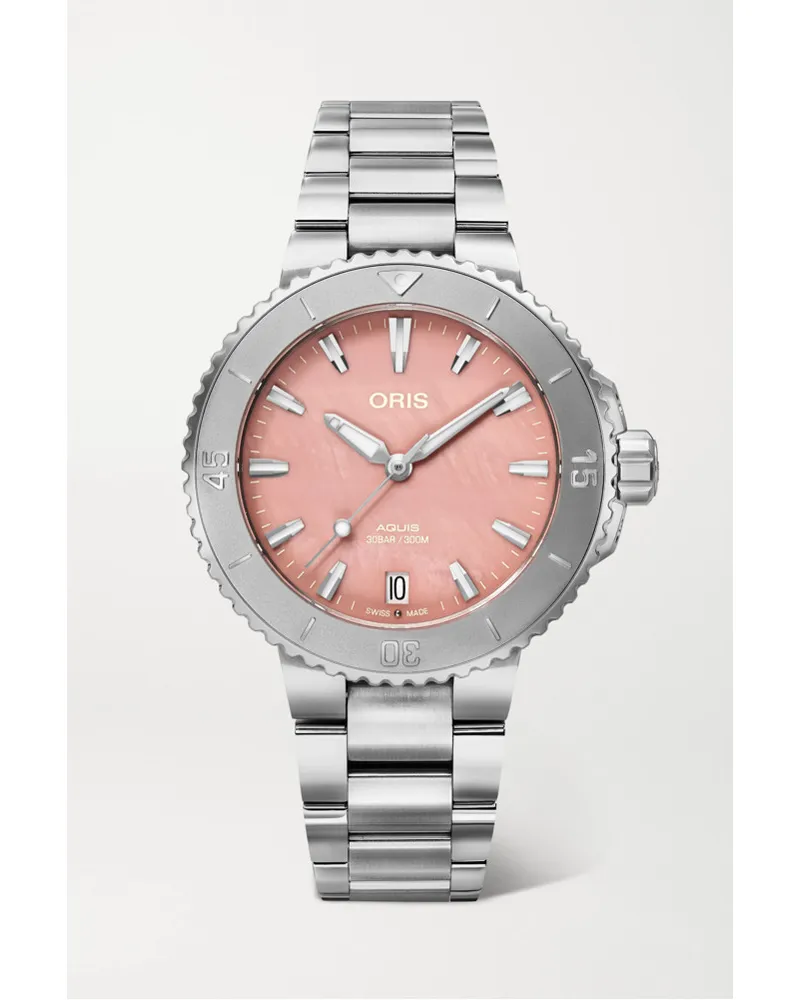 ORIS Aquis Date Automatic 365 Mm Uhr Aus Edelstahl Und Perlmutt Rot Neuheiten
