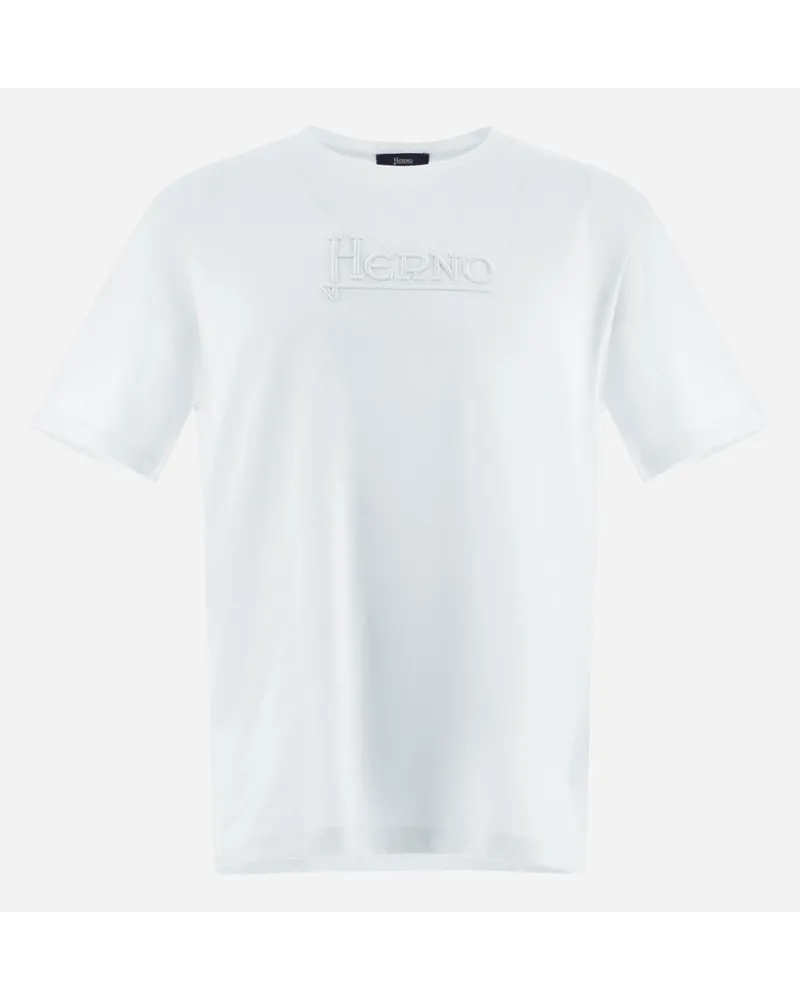 Herno T Shirt Aus Compact Jersey Weiß Bis zu 65% Rabatt