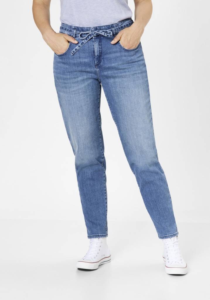 Paddocks CARO SOFT DENIM bequeme Passform - mid blue heavy wash with 3D pleats Tiefpreis