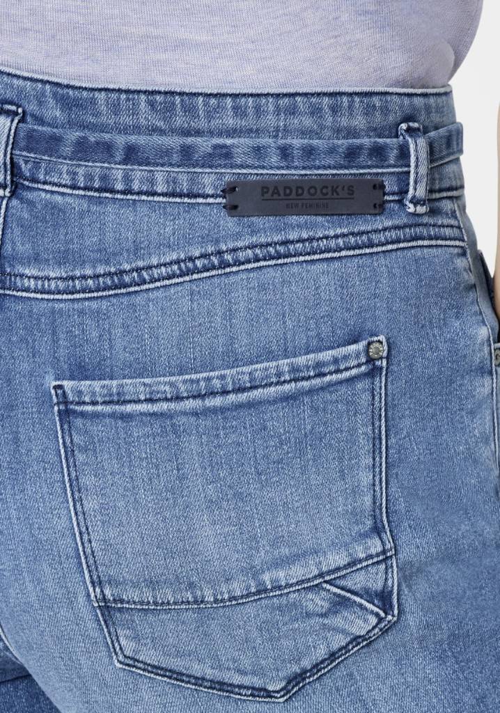 Paddocks CARO SOFT DENIM bequeme Passform - mid blue heavy wash with 3D pleats Tiefpreis