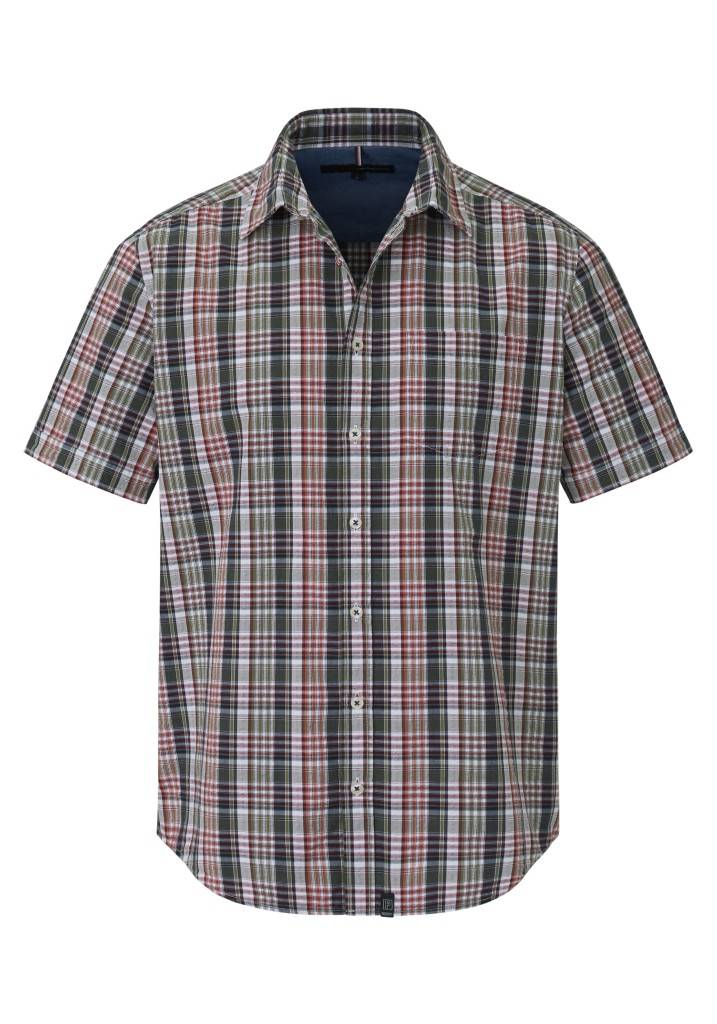 Paddocks Short sleeve seersucker check shirt normale Passform - khaki Versandkostenfrei