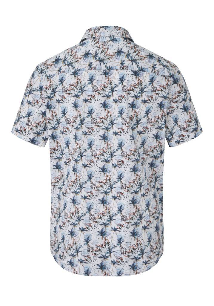 Paddocks Short sleeve all over palm print normale Passform - blue Großer Ausverkauf