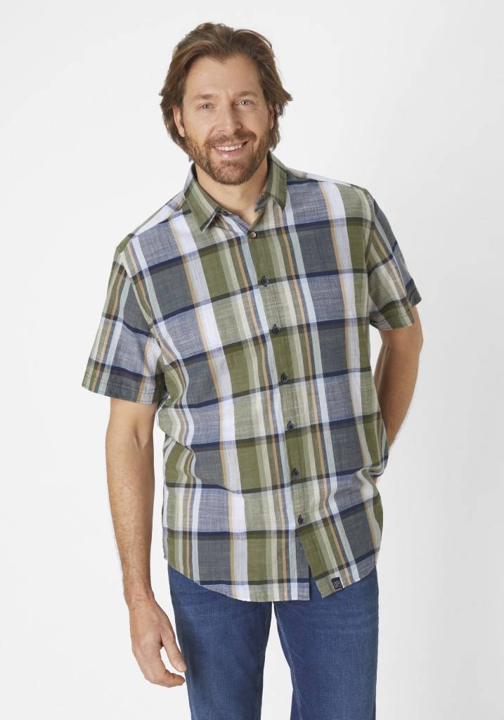 Paddocks Short sleeve shirt big check normale Passform - khaki Flash Sale