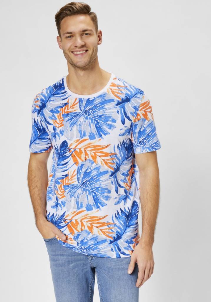 Paddocks round neck all over print normale Passform - white Begrenztes Angebot