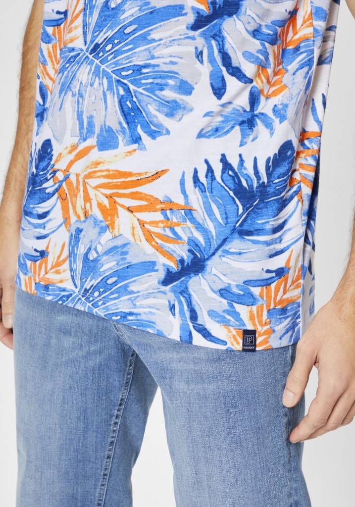 Paddocks round neck all over print normale Passform - white Begrenztes Angebot
