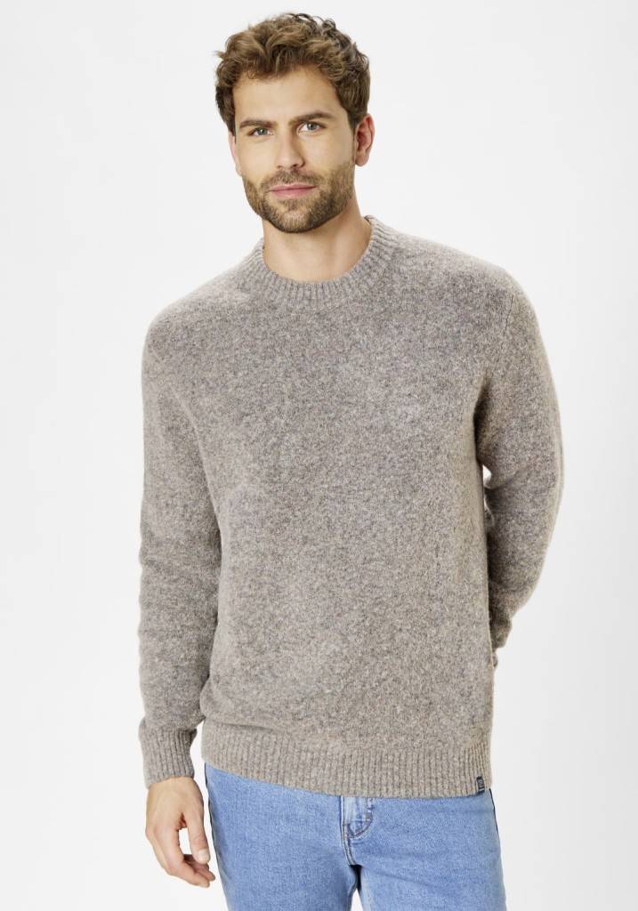 Paddocks Wool round neck normale Passform - taupe Preisnachlass