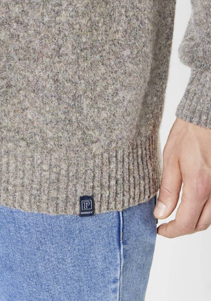 Paddocks Wool round neck normale Passform - taupe Preisnachlass