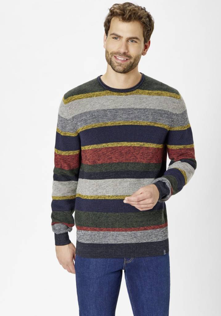 Paddocks Round neck melange stripe knit pullover normale Passform - multi color Black Friday