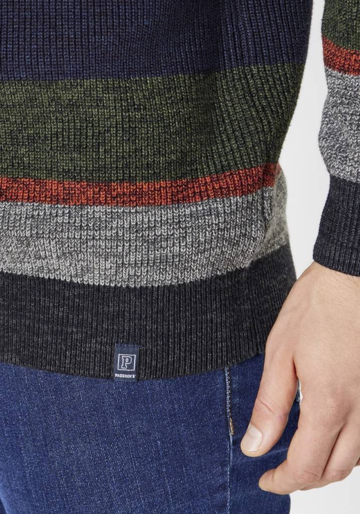 Paddocks Round neck melange stripe knit pullover normale Passform - multi color Black Friday