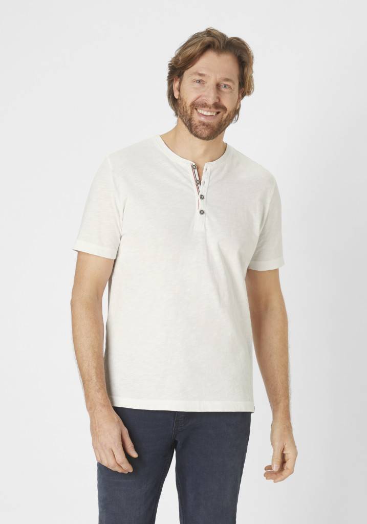 Paddocks Short sleeve henley shirt, single jersey normale Passform - off white Muttertagsangebot