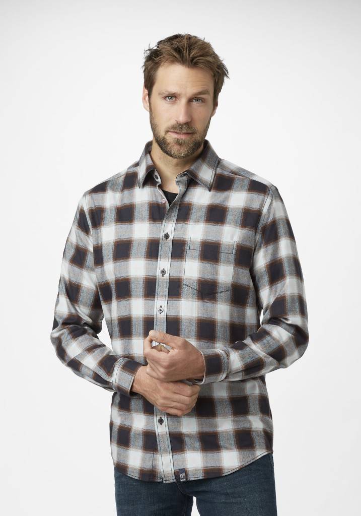 Paddocks Long sleeve herringbone check shirt with pocket normale Passform - night blue Vatertagsangebot