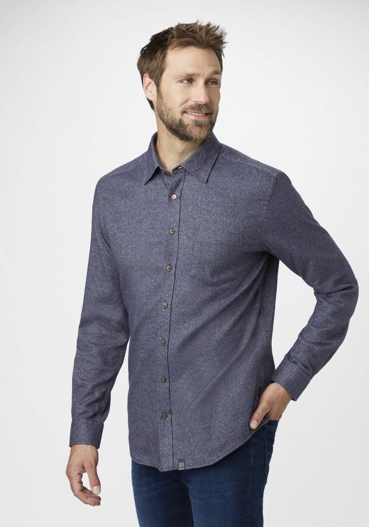 Paddocks Long sleeve shirt with pocket normale Passform - blue melange Valentinstagsangebot