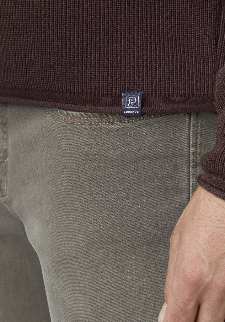 Paddocks Round neck melange knit pullover normale Passform - mocca Heißer Verkauf