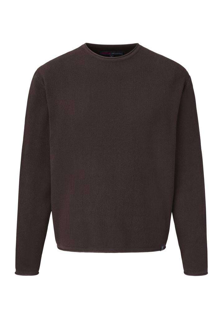 Paddocks Round neck melange knit pullover normale Passform - mocca Heißer Verkauf