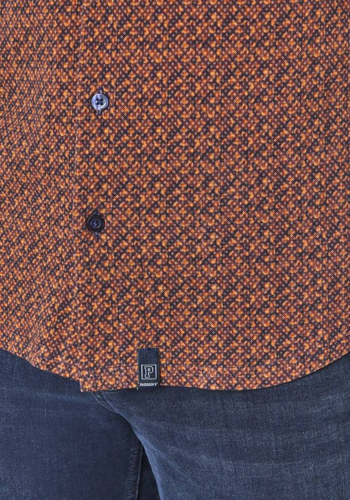 Paddocks button down jersey piquee with digital print shirt normale Passform - orange Exklusive Angebote