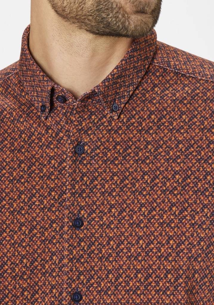 Paddocks button down jersey piquee with digital print shirt normale Passform - orange Exklusive Angebote