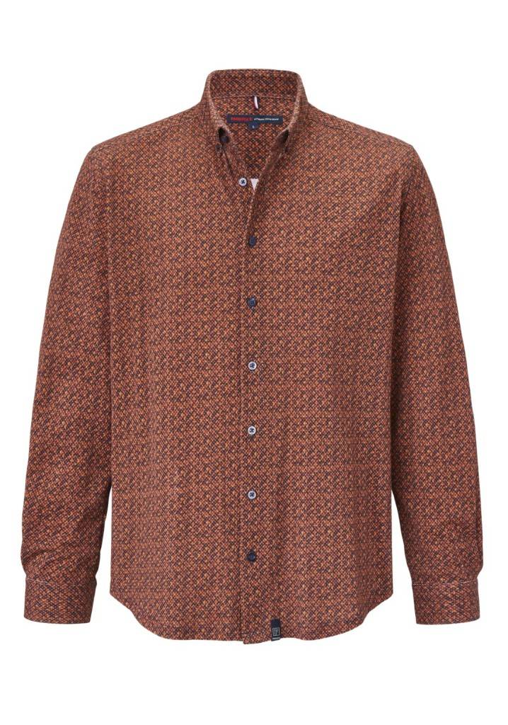 Paddocks button down jersey piquee with digital print shirt normale Passform - orange Exklusive Angebote