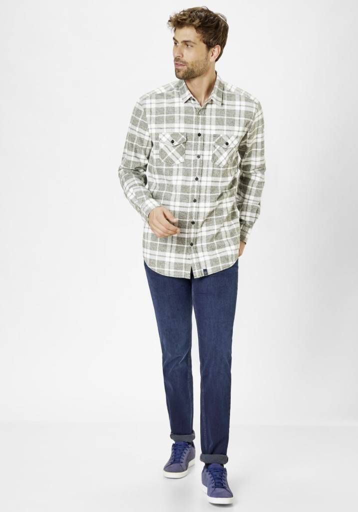 Paddocks Flannel check shirt with 2 bust pockets normale Passform - green Blitzangebot