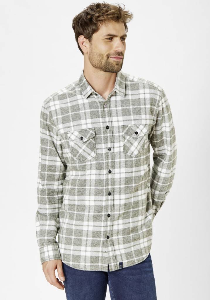Paddocks Flannel check shirt with 2 bust pockets normale Passform - green Blitzangebot