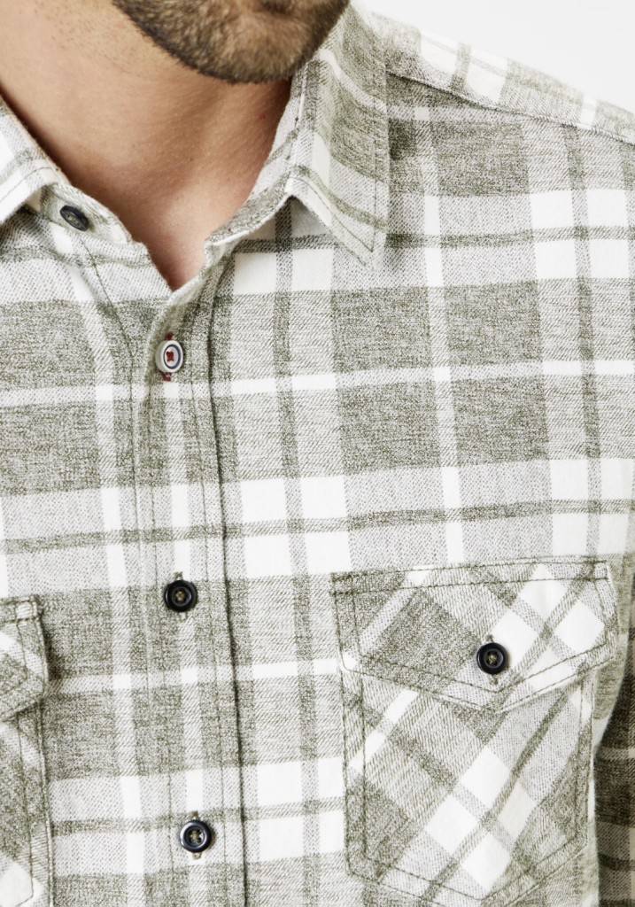 Paddocks Flannel check shirt with 2 bust pockets normale Passform - green Blitzangebot