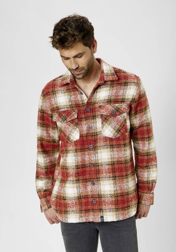 Paddocks Overshirt big check with 2 bust pockets normale Passform - Red Zeitbegrenzte Promotion