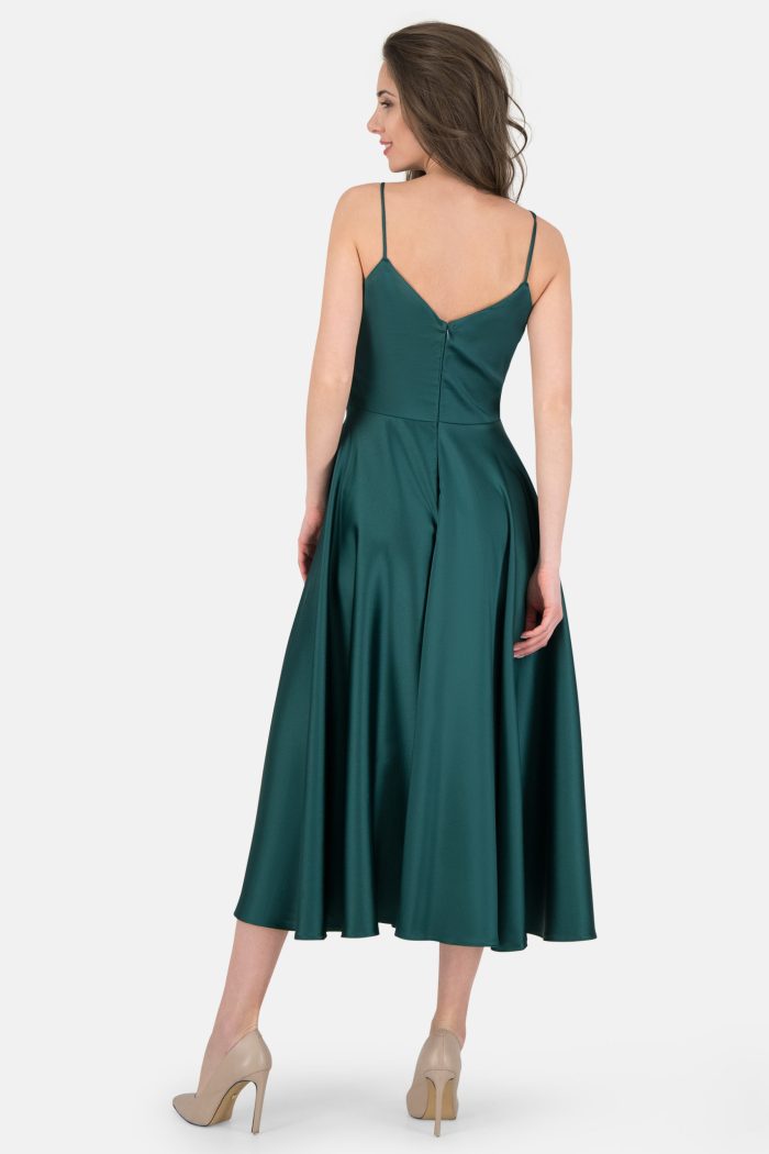 Prestije Spaghetti Kleid drapiert mit Beinschlitz Neueste Mode
