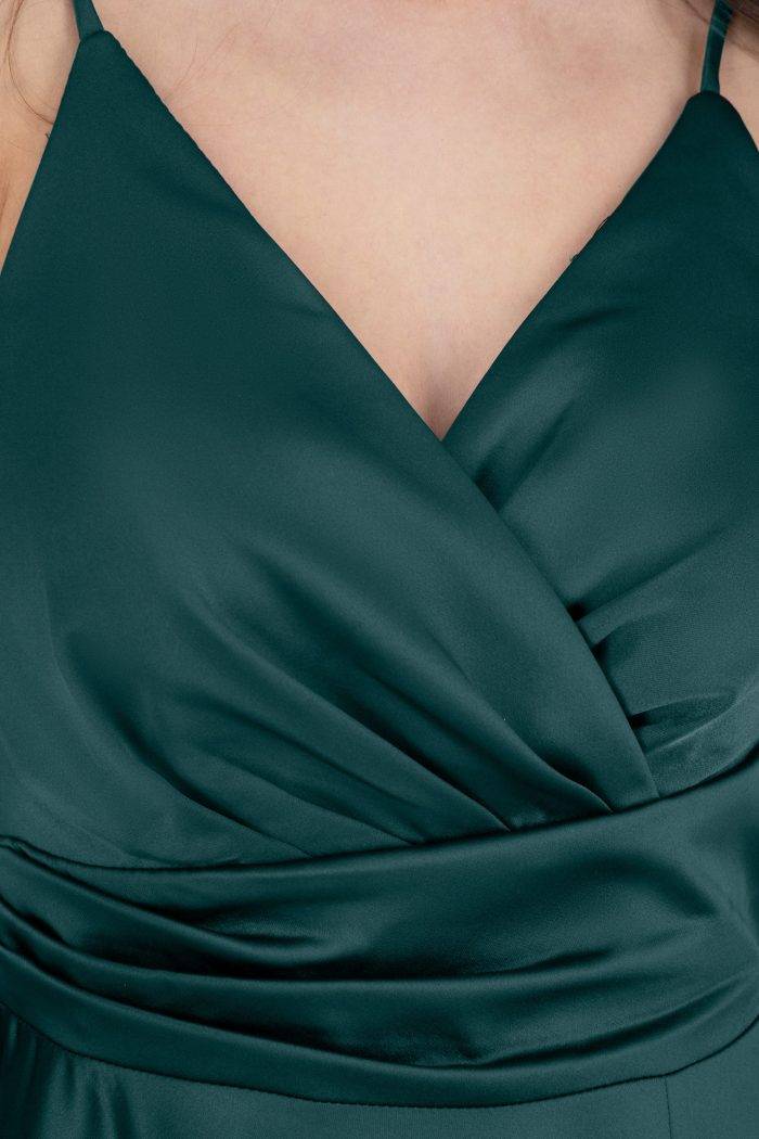 Prestije Spaghetti Kleid drapiert mit Beinschlitz Neueste Mode
